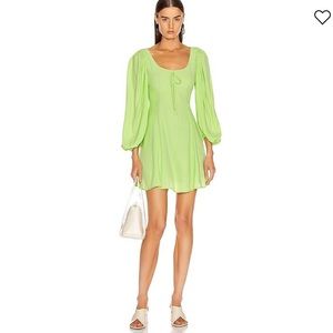 STAUD Juniper Long Sleeve fit and flare dress in Pistachio Green NWT size 0